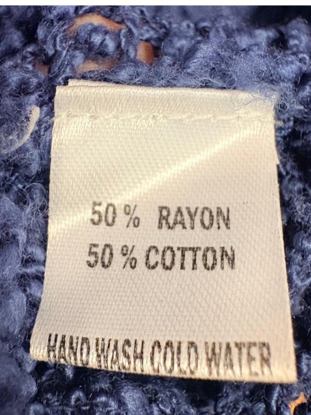 Blue Open-Knit Batwing Handkerchief Sweater Cotton Rayon - Picture 4 of 9